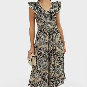 ISABEL MARANT ETOILE Coraline Printed Ruffle Midi Dress NWT